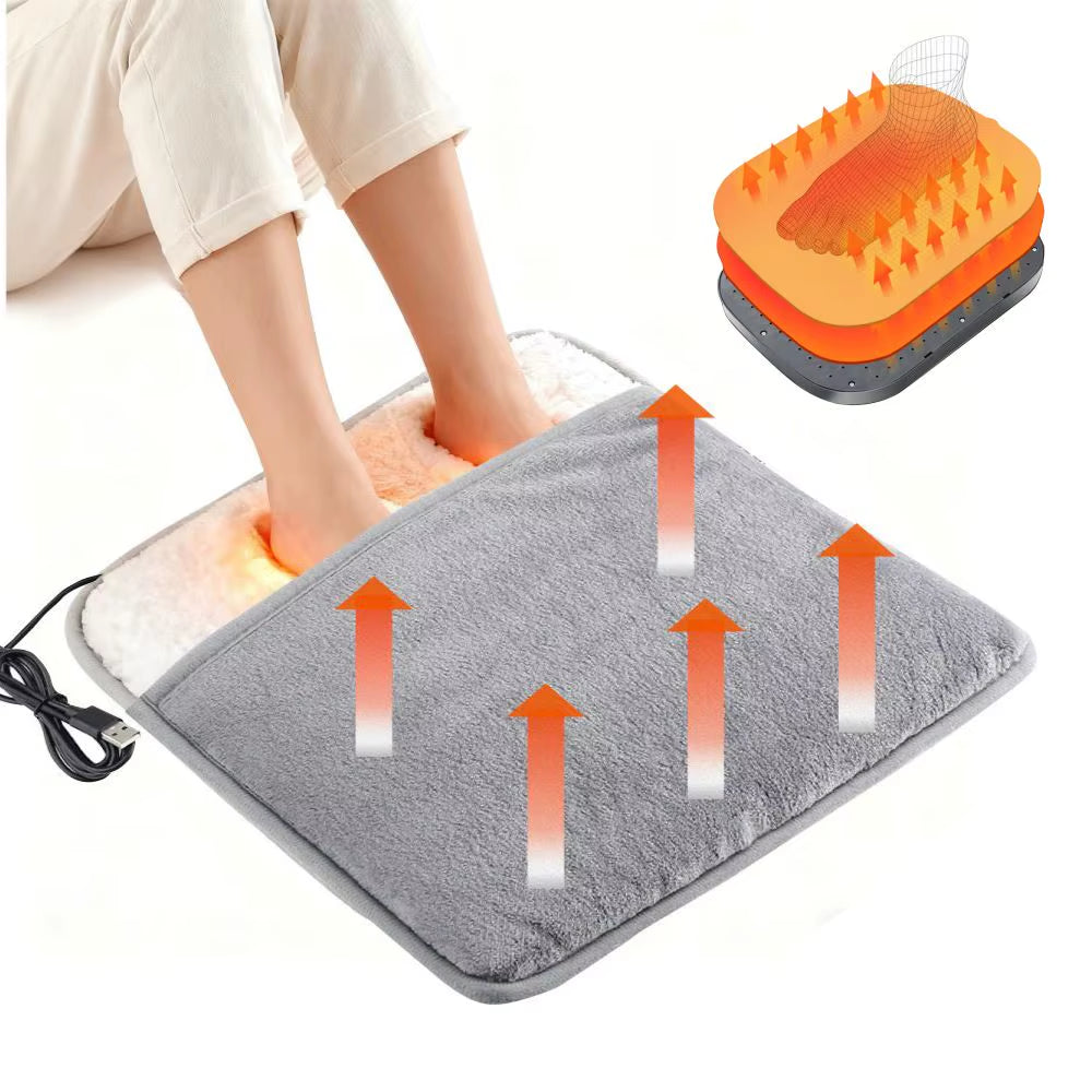 Winter Electric Foot Heating Pad USB Charging Soft Plush Washable Foot Warmer Heater Improve Sleeping Household Foot Warming Mat